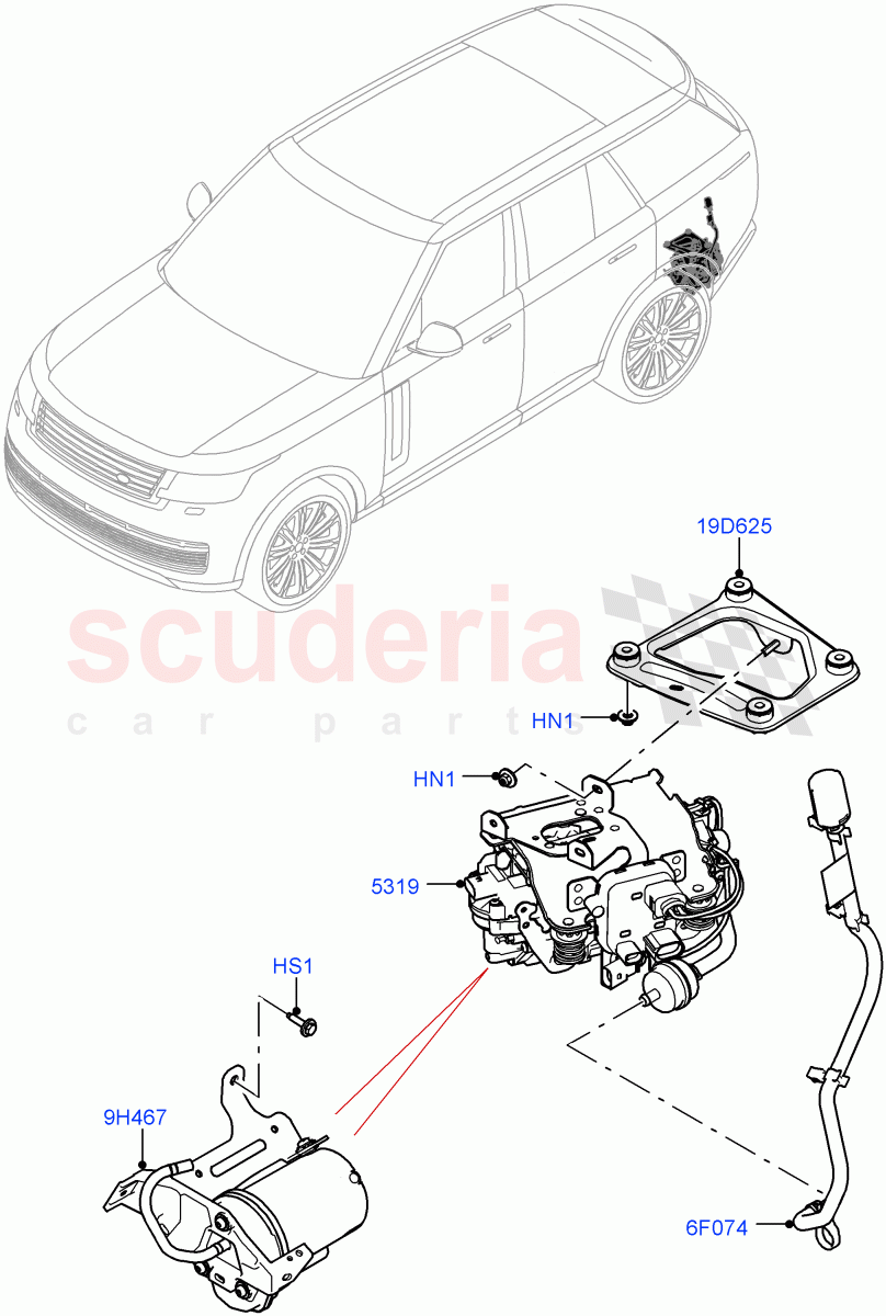 Air Suspension Compressor And Lines(Compressor Assy) of Land Rover Land Rover Range Rover (2022+) [3.0 I6 Turbo Diesel AJ20D6]