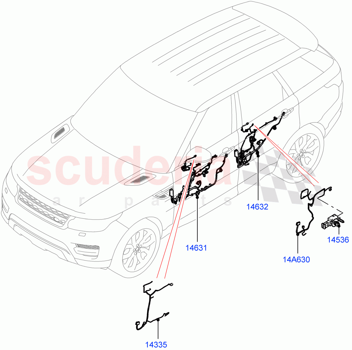 Electrical Wiring - Body And Rear(Front And Rear Door)((V)FROMJA000001,(V)TOJA999999) of Land Rover Land Rover Range Rover Sport (2014+) [3.0 DOHC GDI SC V6 Petrol]