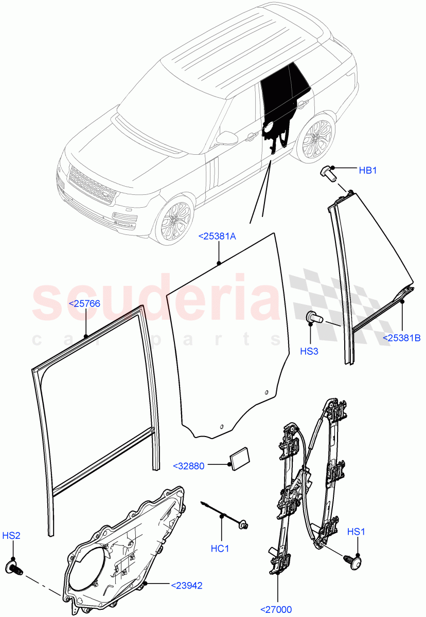 Rear Door Glass And Window Controls of Land Rover Land Rover Range Rover (2012-2021) [3.0 Diesel 24V DOHC TC]