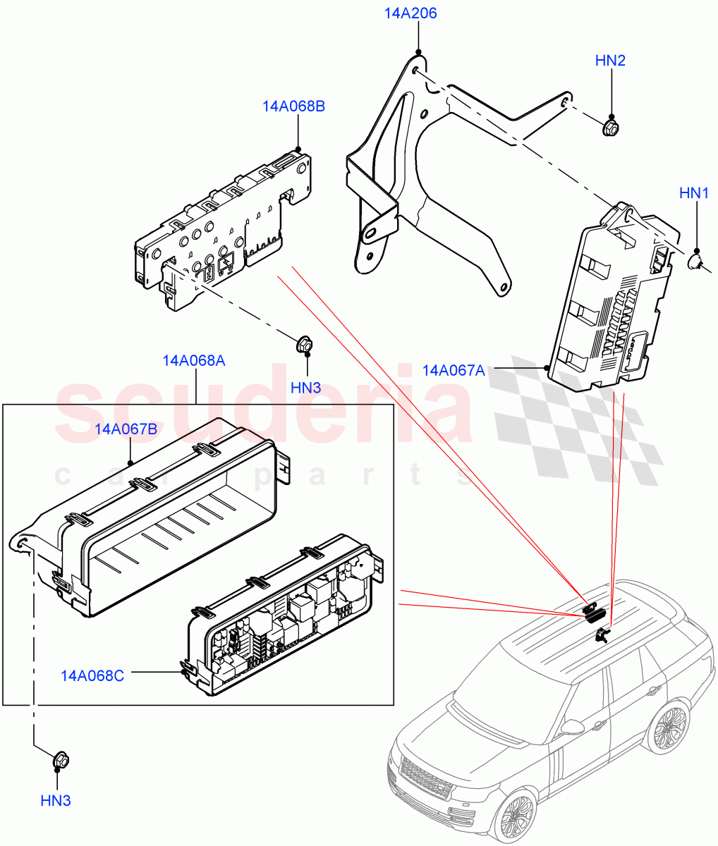 Fuses, Holders And Circuit Breakers(Rear) of Land Rover Land Rover Range Rover (2012-2021) [3.0 Diesel 24V DOHC TC]