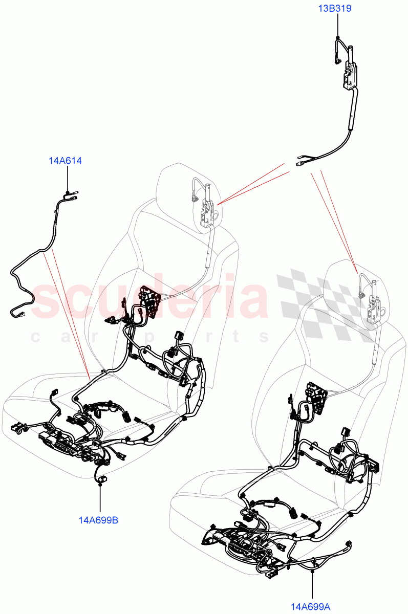 Wiring - Seats(Solihull Plant Build, Front Seats)((V)FROMHA000001,(V)TOHA999999) of Land Rover Land Rover Discovery 5 (2017+) [2.0 Turbo Petrol AJ200P]