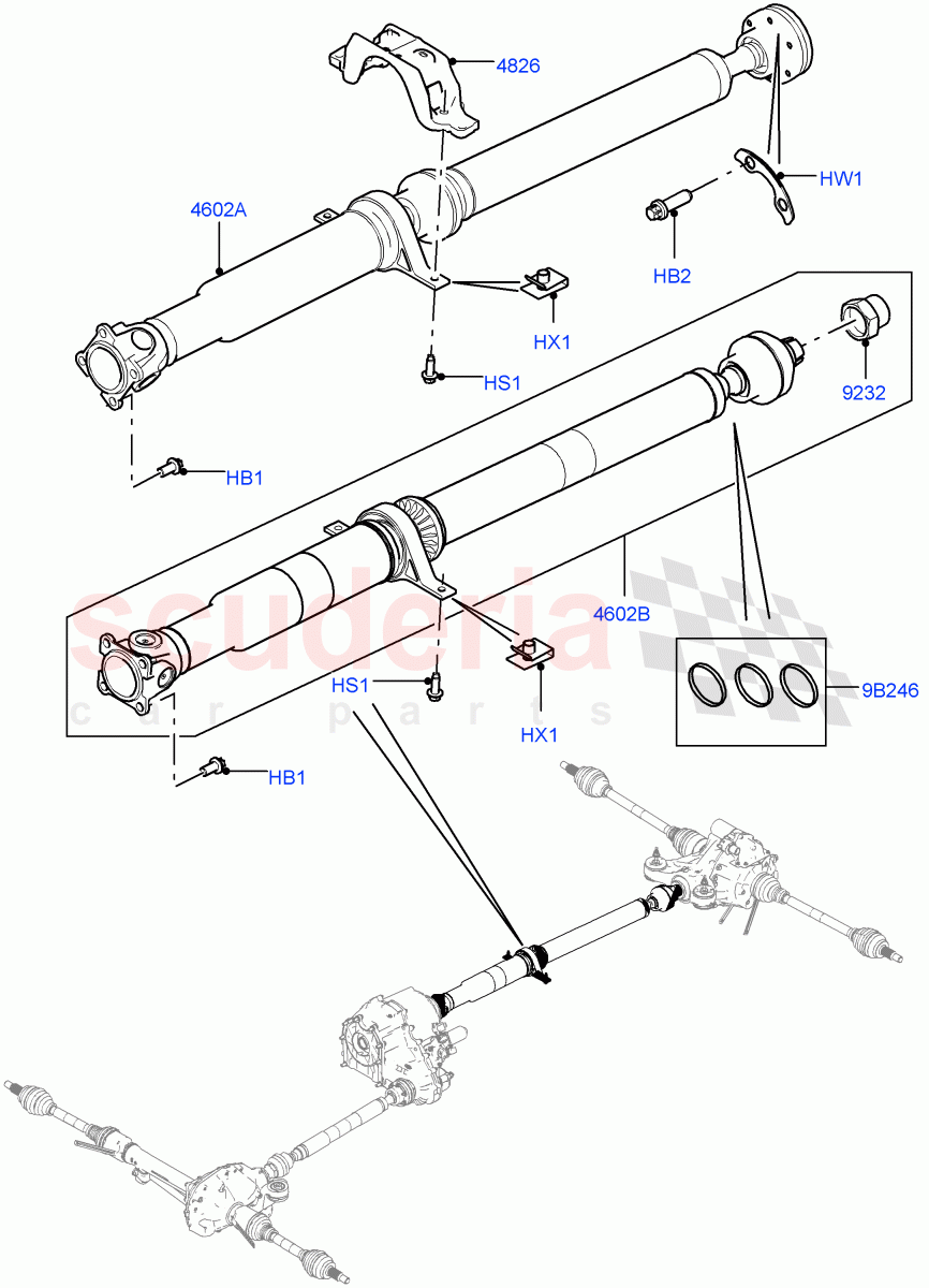 Drive Shaft - Rear Axle Drive(Propshaft)((V)TOGA999999) of Land Rover Land Rover Range Rover (2012-2021) [3.0 I6 Turbo Diesel AJ20D6]