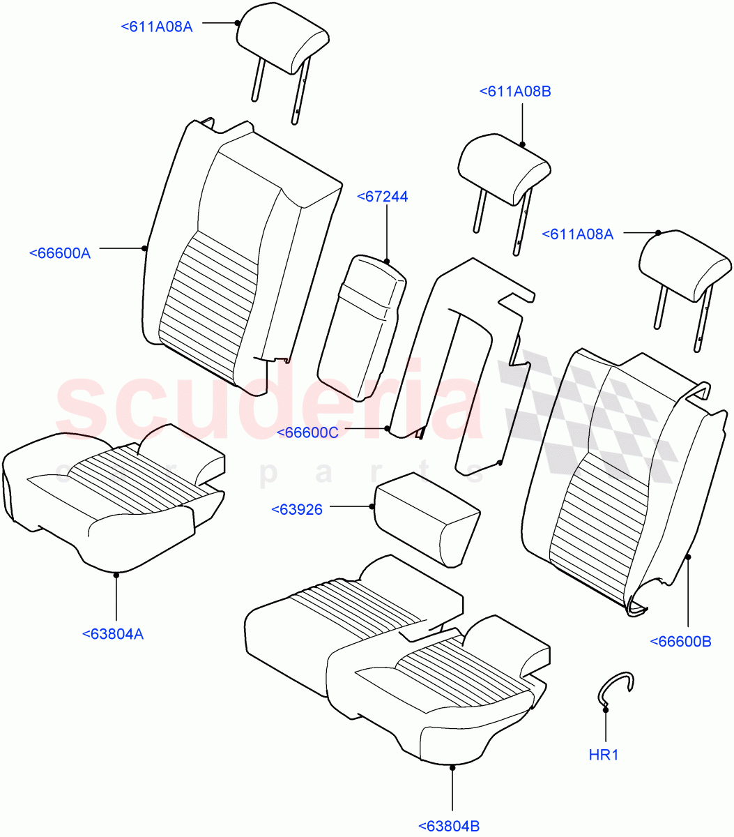 Rear Seat Covers(Taurus Leather Perforated,Changsu (China),60/40 Load Through With Slide,With 60/40 Manual Fold Thru Rr Seat)((V)FROMFG000001) of Land Rover Land Rover Discovery Sport (2015+) [2.0 Turbo Petrol GTDI]