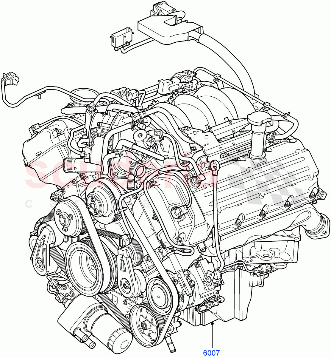 Engine Assy Fully Dressed(AJ Petrol 4.4 V8 EFI (220KW)) of Land Rover Land Rover Range Rover Sport (2005-2009) [4.4 AJ Petrol V8]