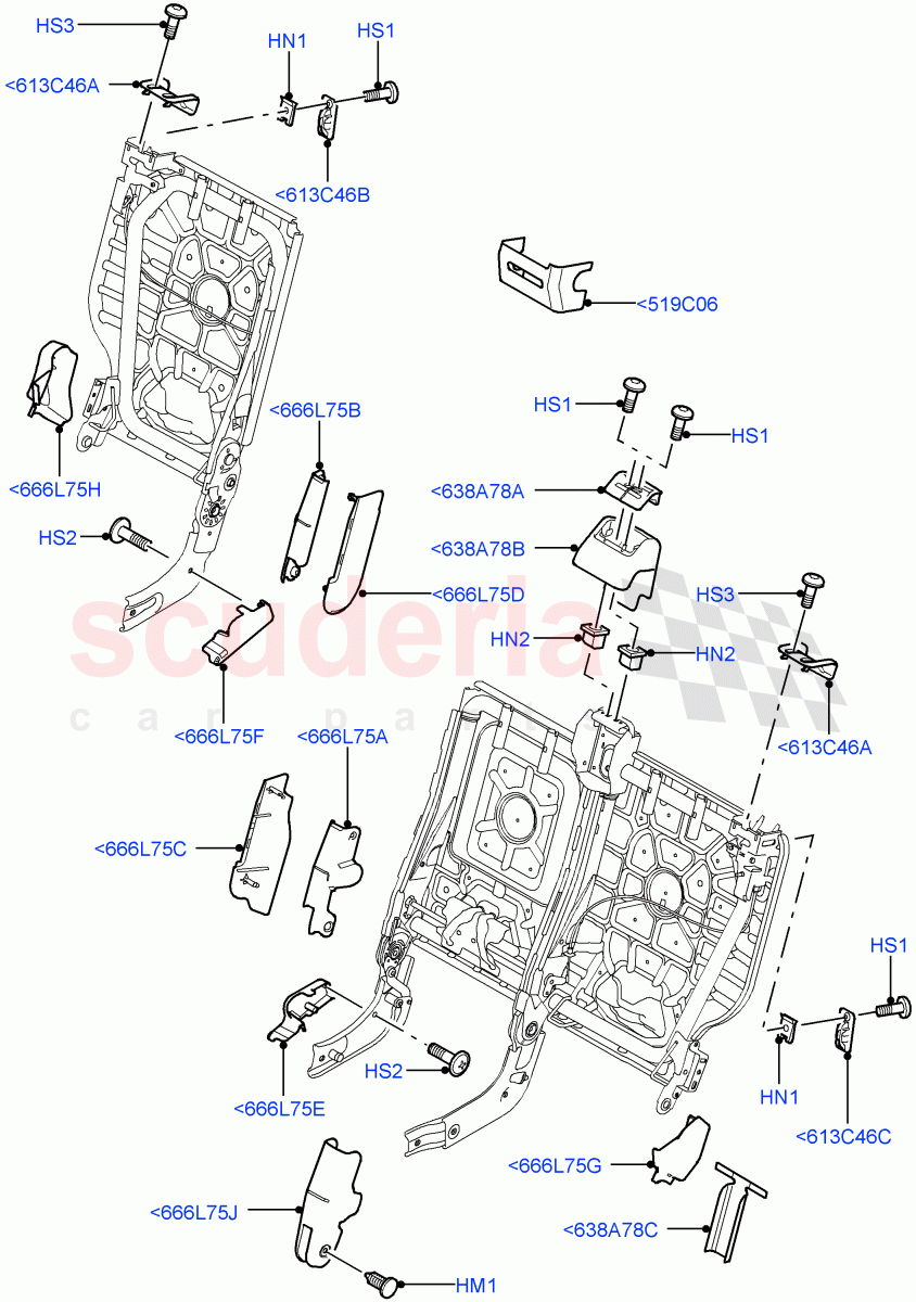 Rear Seat Frame(Finishers)(With 65/35 Split Fold Rear Seat)((V)FROMAA000001) of Land Rover Land Rover Discovery 4 (2010-2016) [3.0 Diesel 24V DOHC TC]