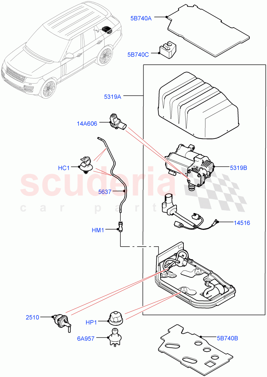 Air Suspension Compressor And Lines(Compressor Assy)(2.0L AJ200P Hi PHEV)((V)FROMJA000001) of Land Rover Land Rover Range Rover (2012-2021) [3.0 I6 Turbo Petrol AJ20P6]