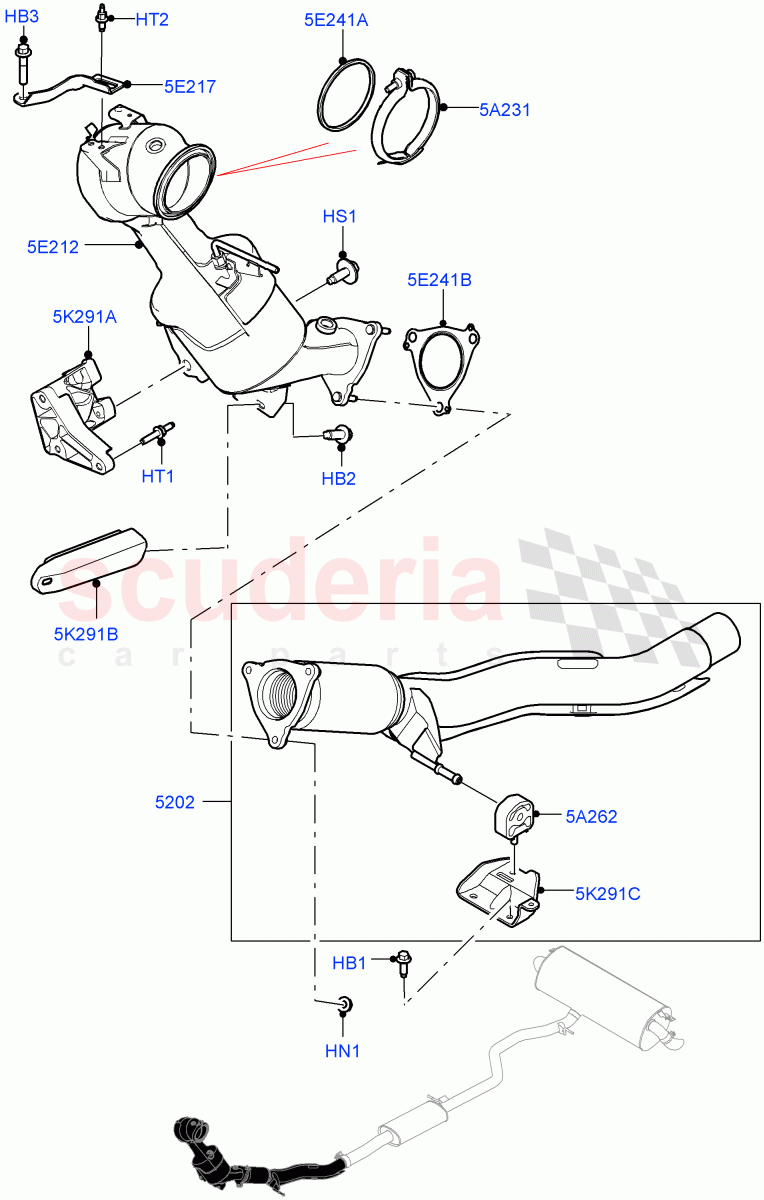 Front Exhaust System(2.0L AJ20P4 Petrol Mid PTA,Halewood (UK),2.0L AJ20P4 Petrol High PTA,2.0L AJ20P4 Petrol E100 PTA)((V)FROMMH000001) of Land Rover Land Rover Discovery Sport (2015+) [2.0 Turbo Petrol AJ200P]