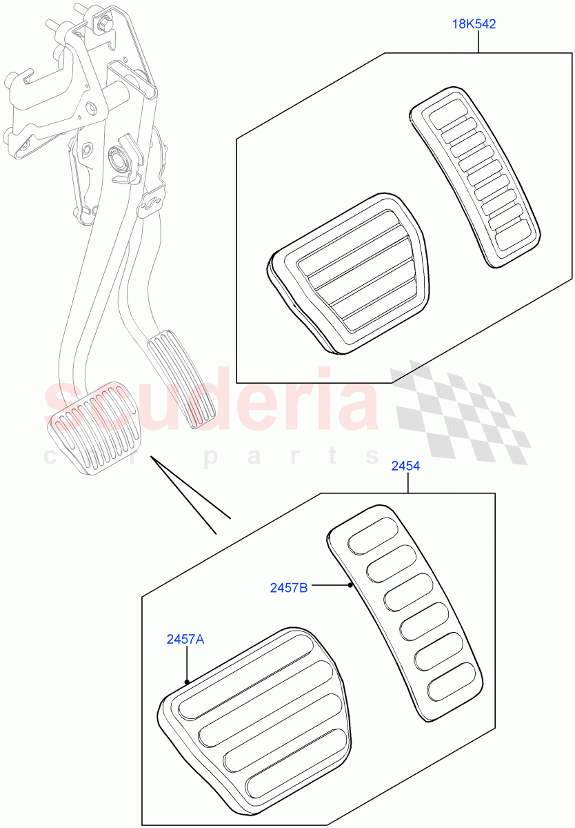 Brake And Clutch Controls(Kit)(Unique Met Finish Foot Pedals Pads)((V)FROMGA000001) of Land Rover Land Rover Range Rover (2012-2021) [3.0 I6 Turbo Diesel AJ20D6]