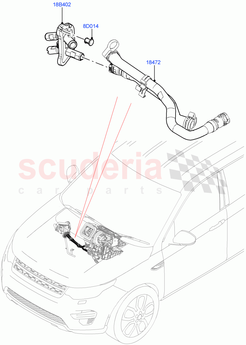 Auxiliary Heater Hoses(Halewood (UK),Fuel Heater W/Pk Heat With Remote,Fuel Fired Heater With Park Heat,With Fuel Fired Heater)((V)FROMMH000001) of Land Rover Land Rover Discovery Sport (2015+) [2.0 Turbo Petrol AJ200P]