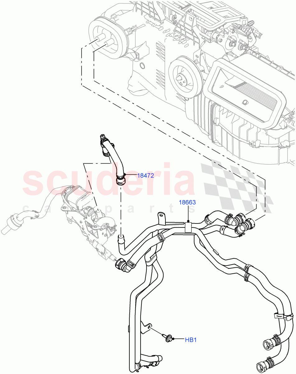 Heater Hoses(Front)(2.0L I4 DSL HIGH DOHC AJ200,With Fuel Fired Heater,With Air Conditioning - Front/Rear,Less Park Heating)((V)FROMJA000001) of Land Rover Land Rover Range Rover Sport (2014+) [3.0 I6 Turbo Diesel AJ20D6]