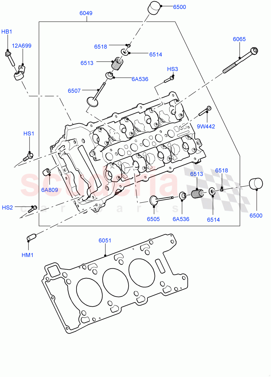 Cylinder Head(Nitra Plant Build)(3.0L DOHC GDI SC V6 PETROL)((V)FROMK2000001) of Land Rover Land Rover Discovery 5 (2017+) [3.0 DOHC GDI SC V6 Petrol]
