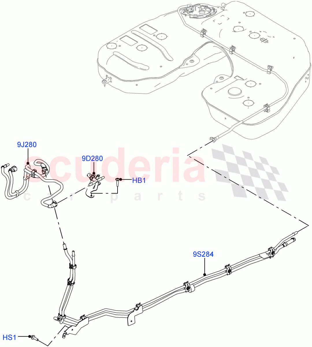 Fuel Lines(Nitra Plant Build)(2.0L I4 High DOHC AJ200 Petrol)((V)FROMM2000001) of Land Rover Land Rover Discovery 5 (2017+) [2.0 Turbo Petrol AJ200P]