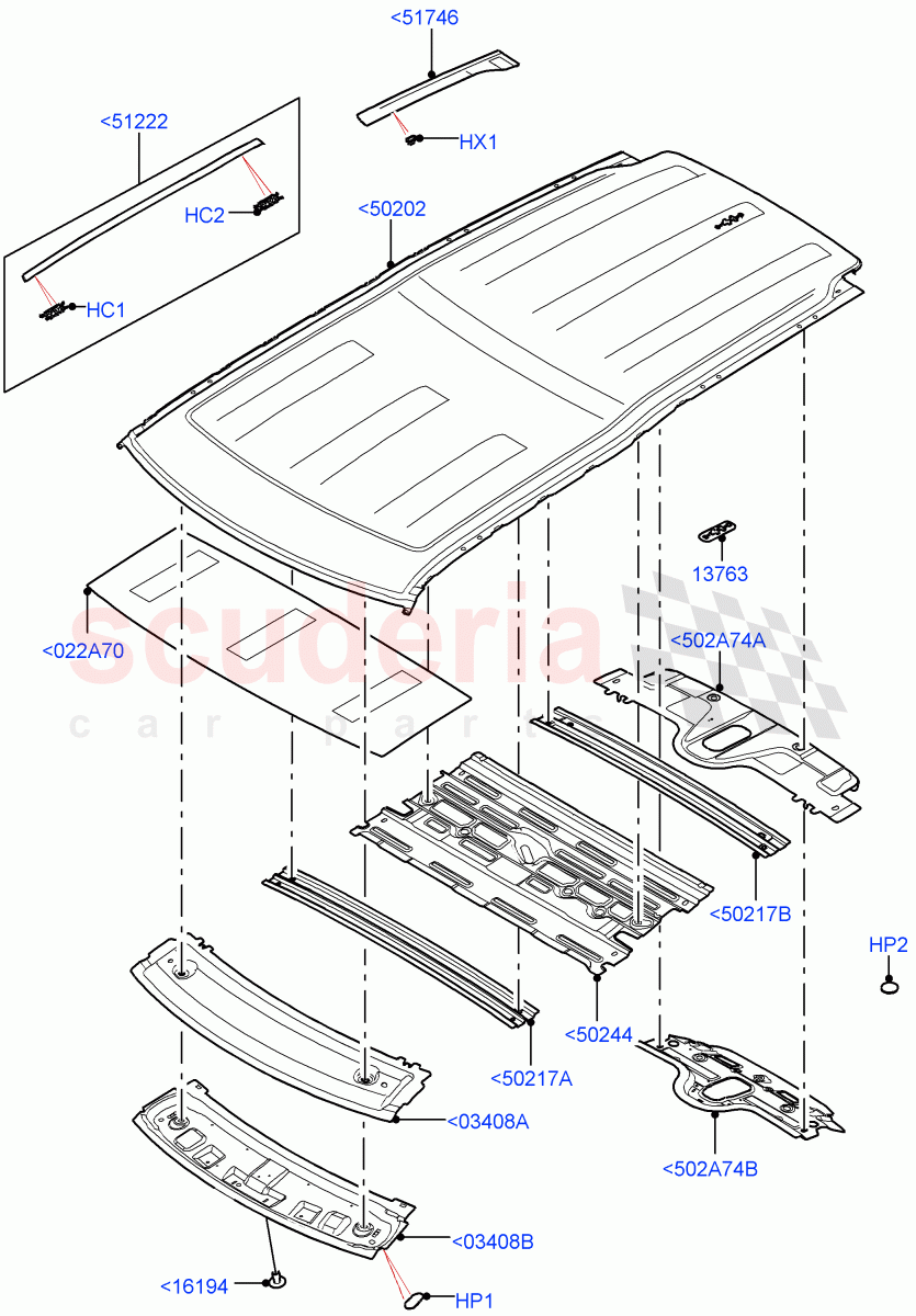 Roof - Sheet Metal(Nitra Plant Build)(Less Panorama Roof)((V)FROMK2000001) of Land Rover Land Rover Discovery 5 (2017+) [3.0 DOHC GDI SC V6 Petrol]