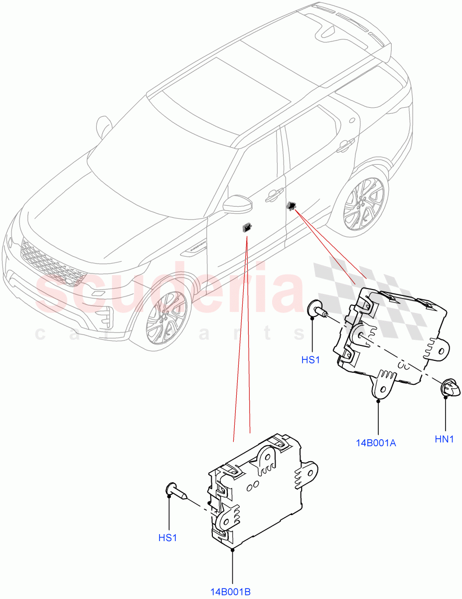 Vehicle Modules And Sensors(Door, Solihull Plant Build)((V)FROMHA000001) of Land Rover Land Rover Discovery 5 (2017+) [2.0 Turbo Diesel]