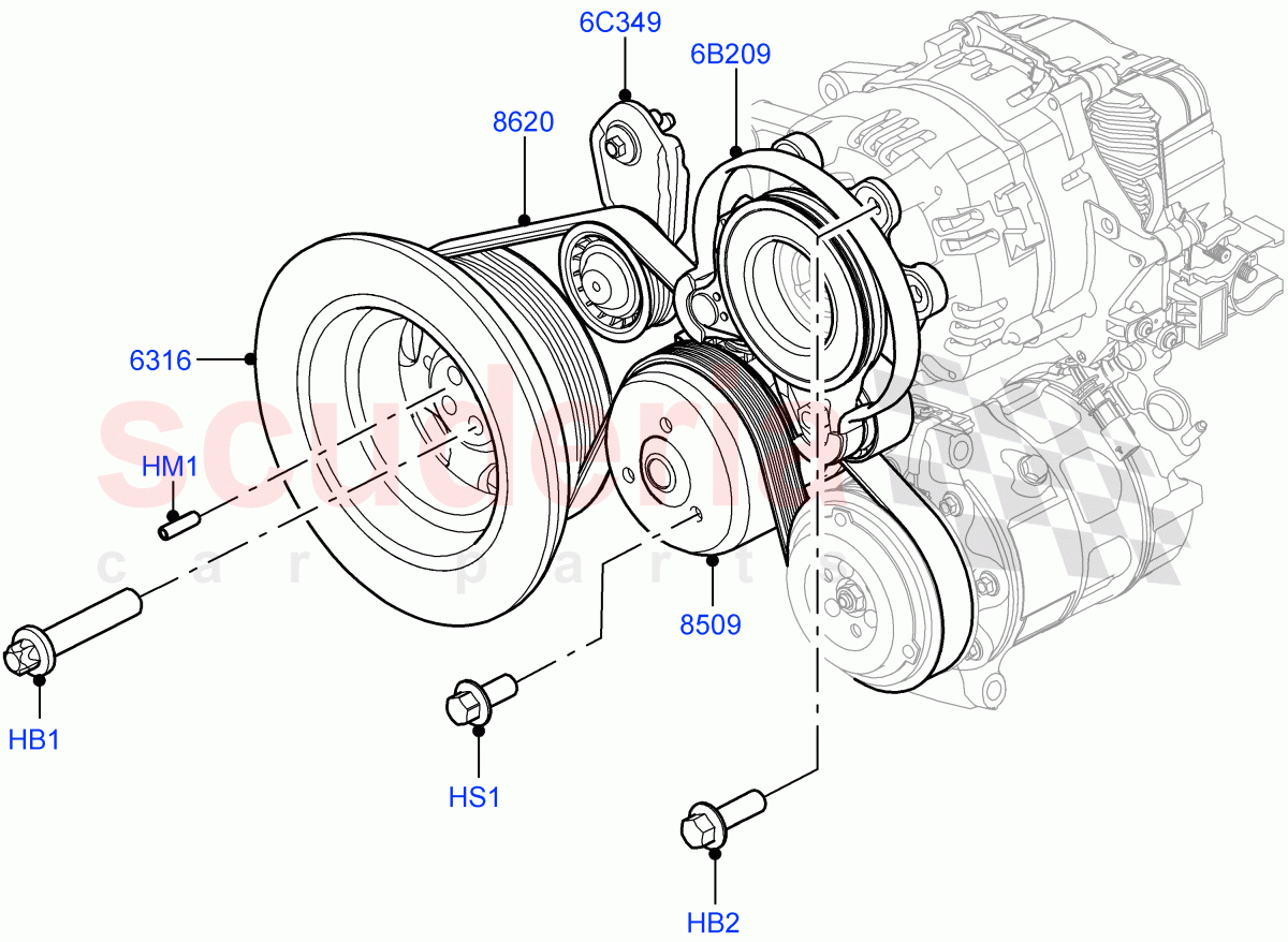 Pulleys And Drive Belts(3.0L AJ20P6 Petrol High)((V)FROMMA000001) of Land Rover Land Rover Range Rover Velar (2017+) [3.0 I6 Turbo Petrol AJ20P6]