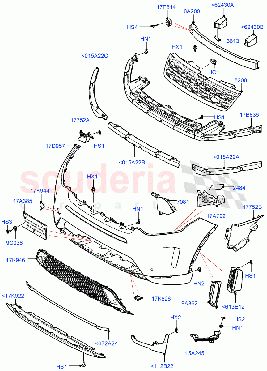 Radiator Grille And Front Bumper(Changsu (China),Front Bumper - Sport - Body Colour)((V)FROMKG446857) of Land Rover Land Rover Discovery Sport (2015+) [2.0 Turbo Diesel AJ21D4]