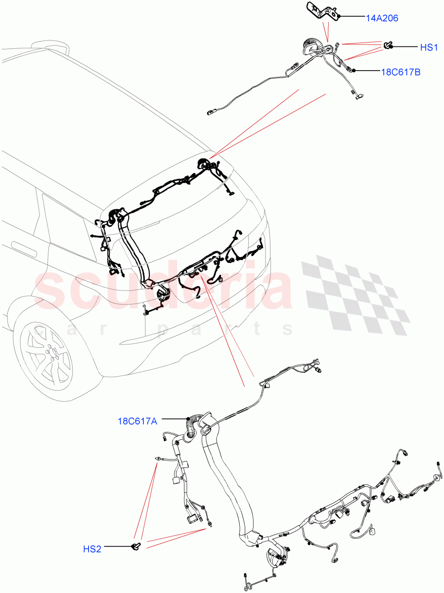 Electrical Wiring - Body And Rear(Tailgate)(Halewood (UK)) of Land Rover Land Rover Range Rover Evoque (2019+) [2.0 Turbo Petrol AJ200P]