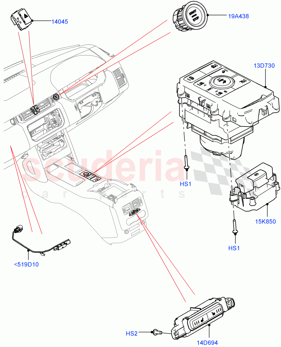 Switches(Console)((V)FROMJA000001) of Land Rover Land Rover Range Rover Sport (2014+) [3.0 Diesel 24V DOHC TC]
