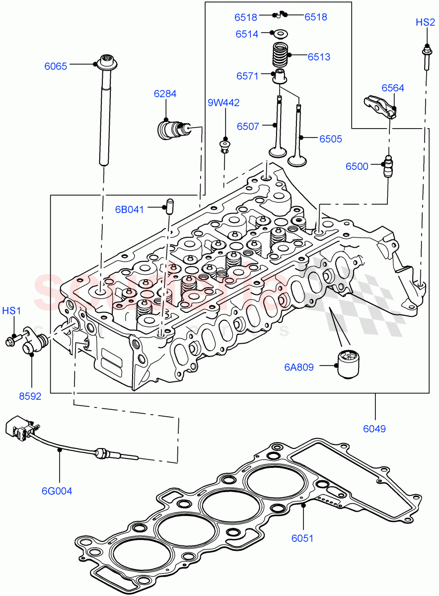 Cylinder Head(Solihull Plant Build)(2.0L I4 DSL MID DOHC AJ200,2.0L I4 DSL HIGH DOHC AJ200)((V)FROMHA000001) of Land Rover Land Rover Discovery 5 (2017+) [2.0 Turbo Diesel]