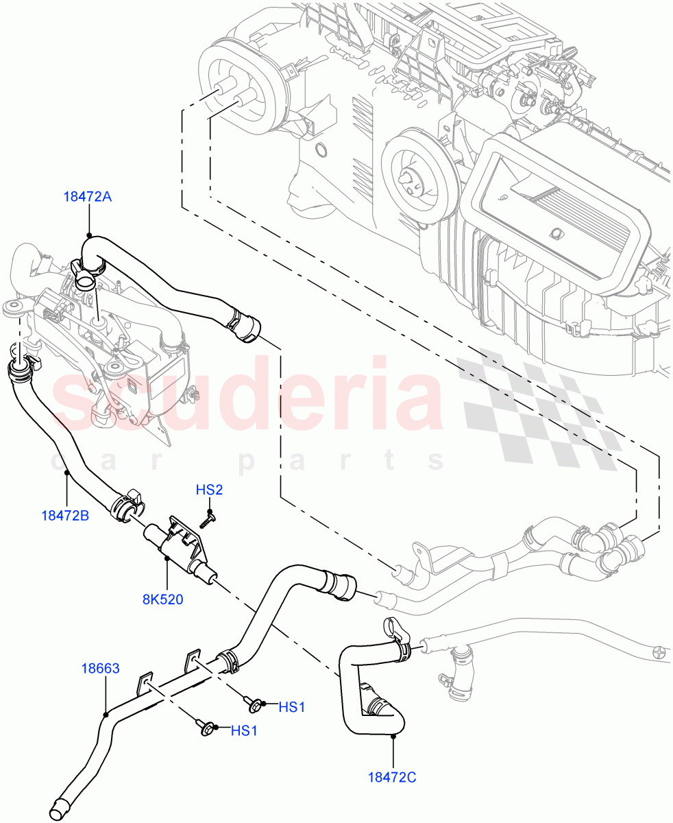 Heater Hoses(Front)(3.0 V6 Diesel,With Fuel Fired Heater)((V)TOHA999999) of Land Rover Land Rover Range Rover (2012-2021) [3.0 Diesel 24V DOHC TC]
