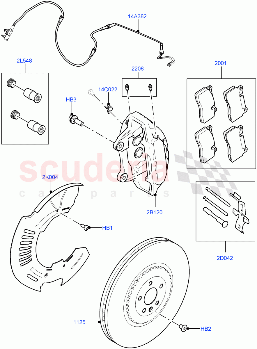 Front Brake Discs And Calipers(5.0L P AJ133 DOHC CDA S/C Enhanced,Limited Package)((V)FROMKA000001) of Land Rover Land Rover Range Rover Velar (2017+) [5.0 OHC SGDI SC V8 Petrol]