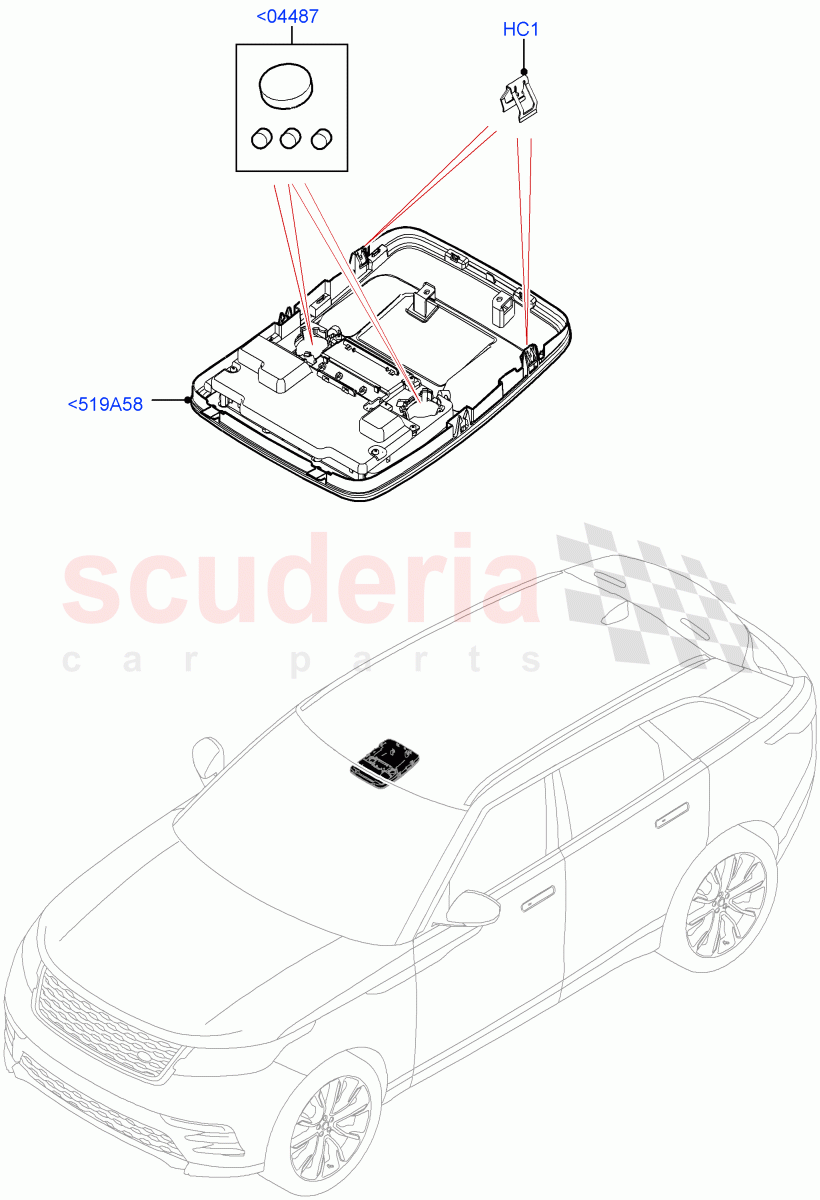 Console - Overhead of Land Rover Land Rover Range Rover Velar (2017+) [2.0 Turbo Diesel]