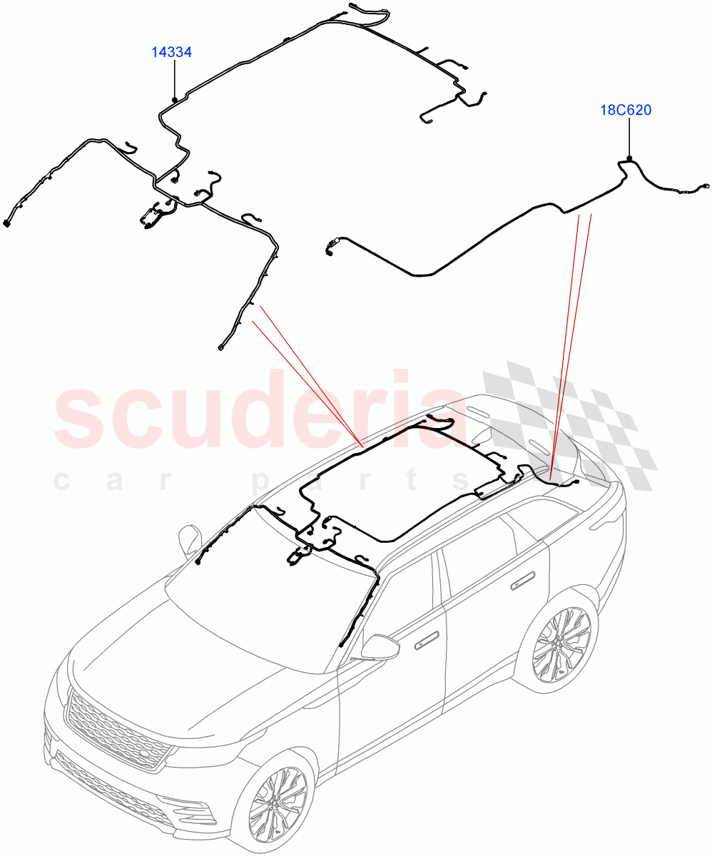 Electrical Wiring - Body And Rear(Roof)((V)TOLA999999) of Land Rover Land Rover Range Rover Velar (2017+) [3.0 I6 Turbo Diesel AJ20D6]