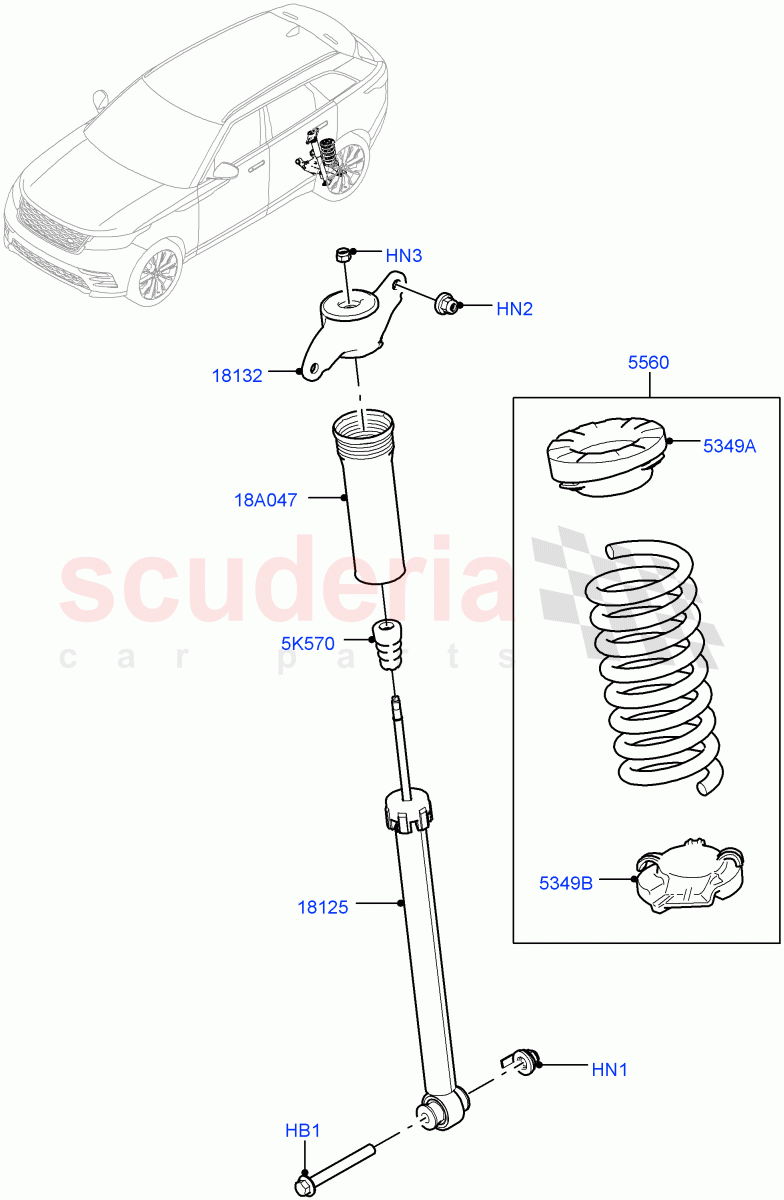 Rear Springs And Shock Absorbers(With Standard Duty Coil Spring Susp)((V)TOLA999999) of Land Rover Land Rover Range Rover Velar (2017+) [3.0 DOHC GDI SC V6 Petrol]
