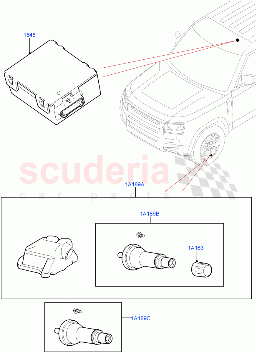 Tyre Pressure Monitor System((V)FROMM2051784) of Land Rover Land Rover Defender (2020+) [3.0 I6 Turbo Diesel AJ20D6]