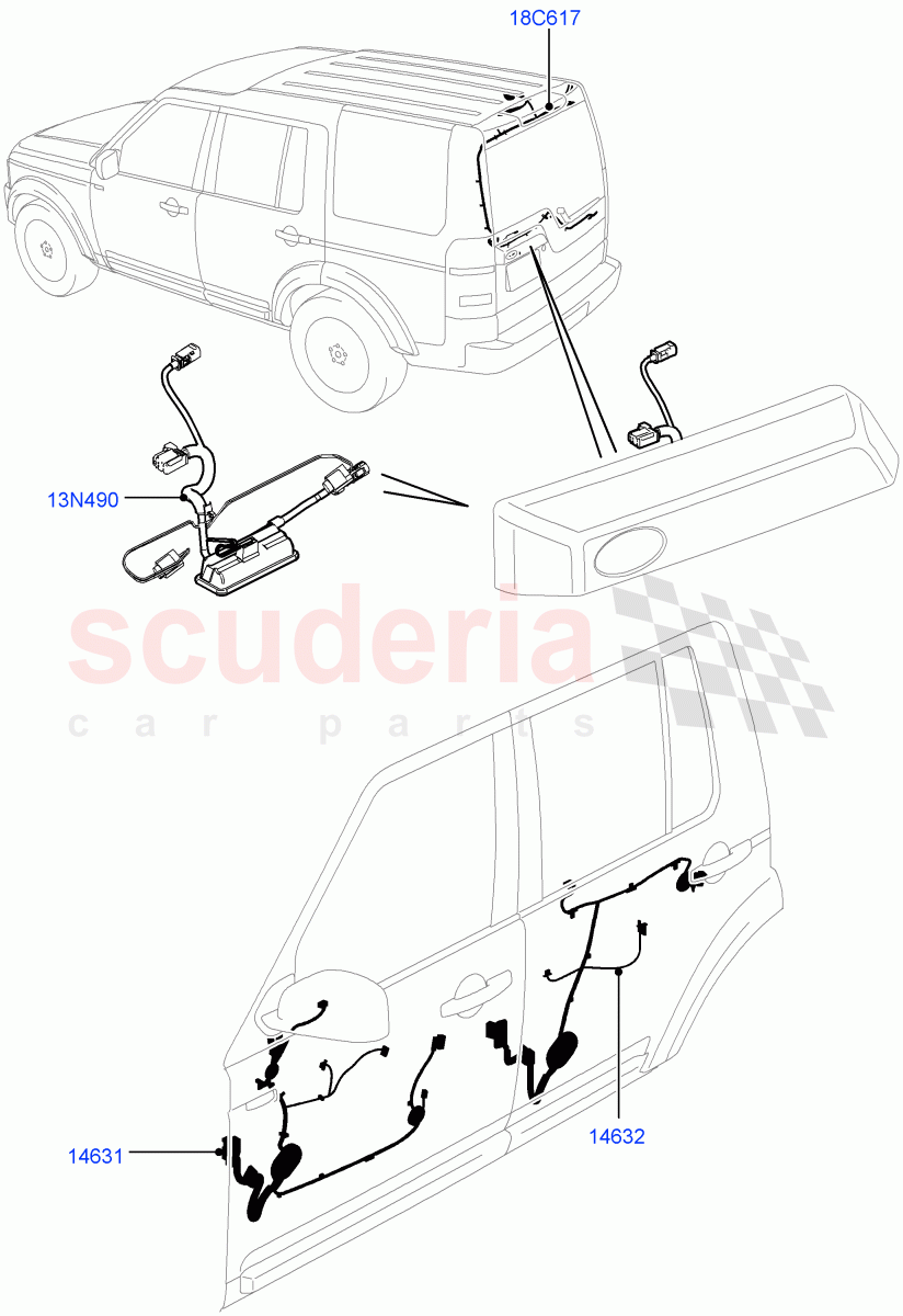 Electrical Wiring - Body And Rear(Front And Rear Doors)((V)FROMCA000001) of Land Rover Land Rover Discovery 4 (2010-2016) [3.0 Diesel 24V DOHC TC]