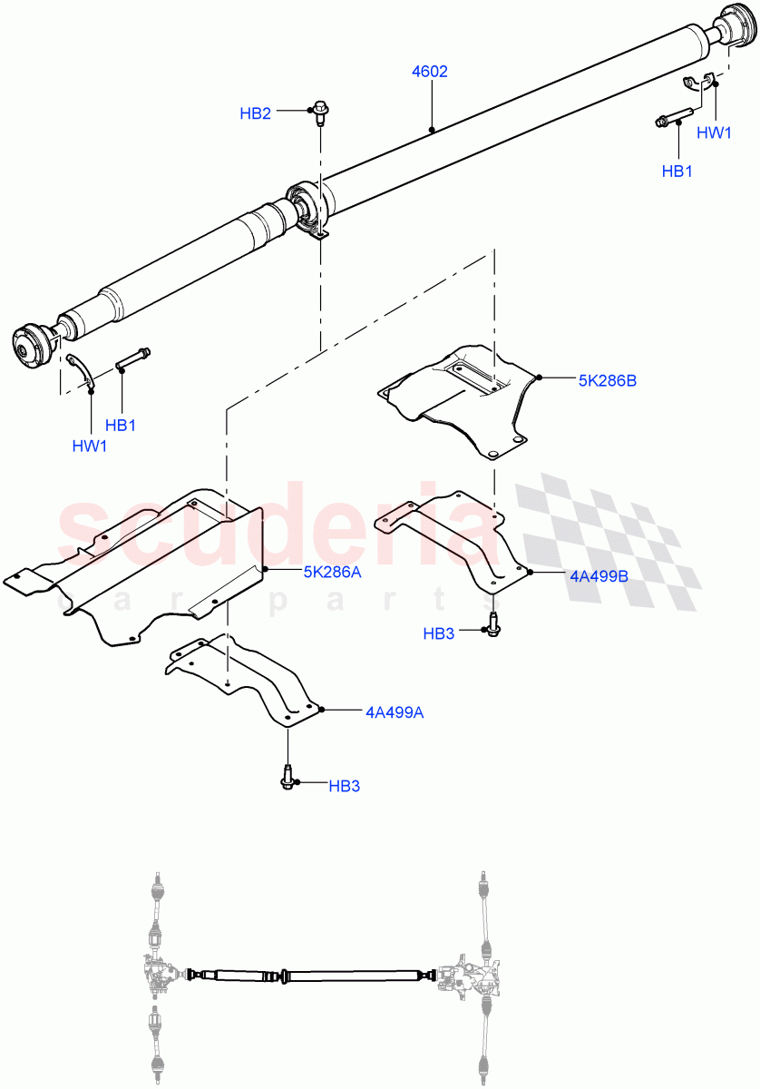 Drive Shaft - Rear Axle Drive(Propshaft)(Itatiaia (Brazil),Efficient Driveline)((V)FROMGT000001) of Land Rover Land Rover Discovery Sport (2015+) [1.5 I3 Turbo Petrol AJ20P3]