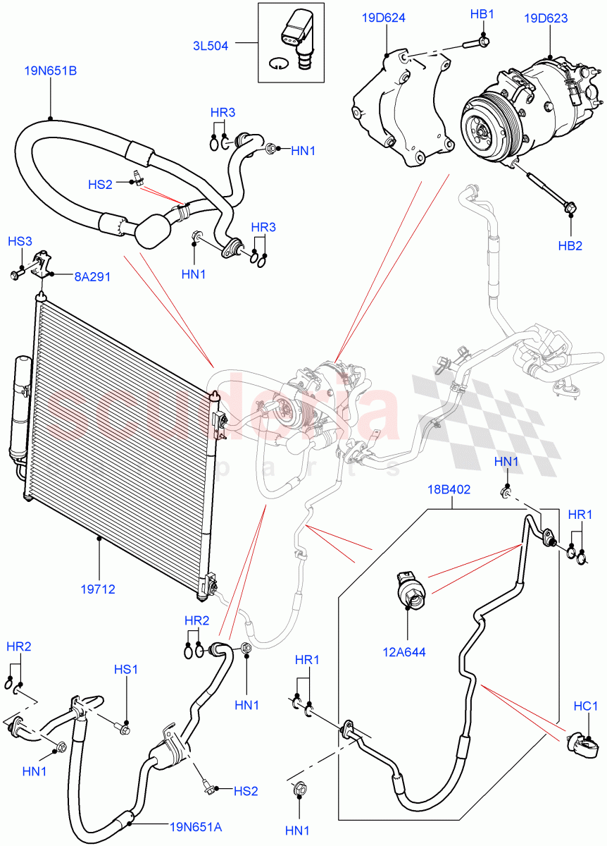 Air Conditioning Condensr/Compressr(Front)(2.0L 16V TIVCT T/C 240PS Petrol)((V)FROMFA000001) of Land Rover Land Rover Range Rover Sport (2014+) [4.4 DOHC Diesel V8 DITC]