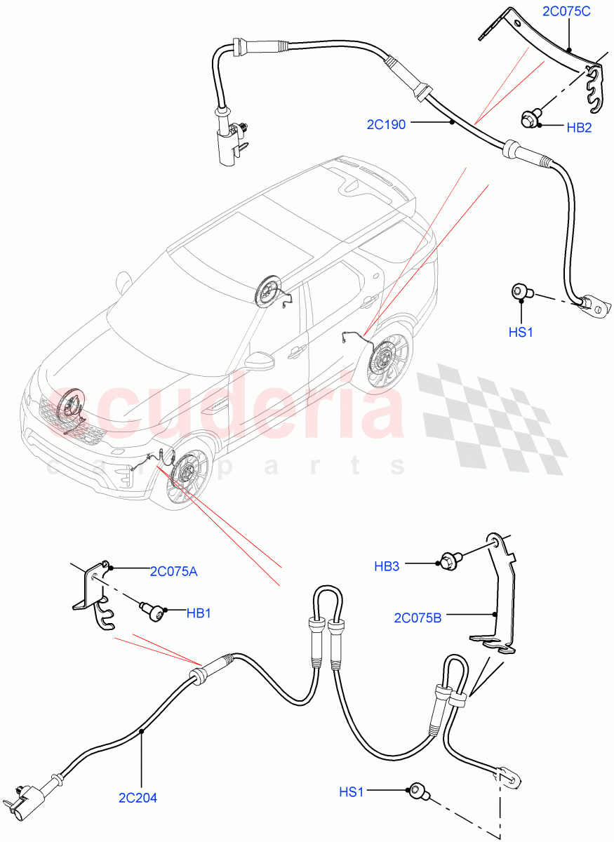 Anti-Lock Braking System(Solihull Plant Build, ABS/Speed Sensor)((V)FROMHA000001) of Land Rover Land Rover Discovery 5 (2017+) [2.0 Turbo Petrol AJ200P]