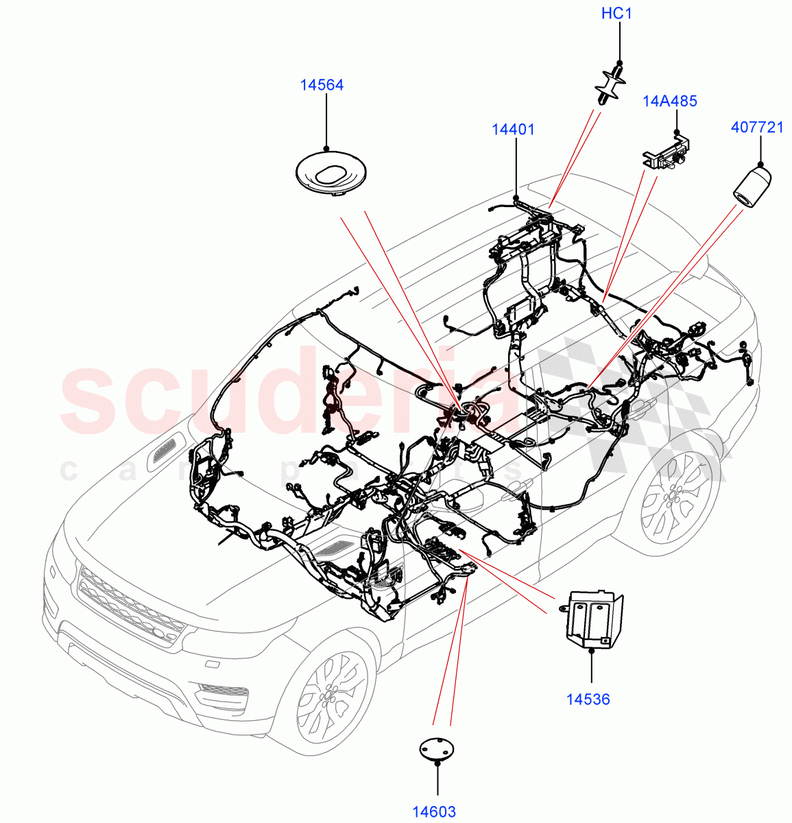 Electrical Wiring - Engine And Dash(Main Harness)((V)TOEA999999) of Land Rover Land Rover Range Rover Sport (2014+) [2.0 Turbo Petrol GTDI]