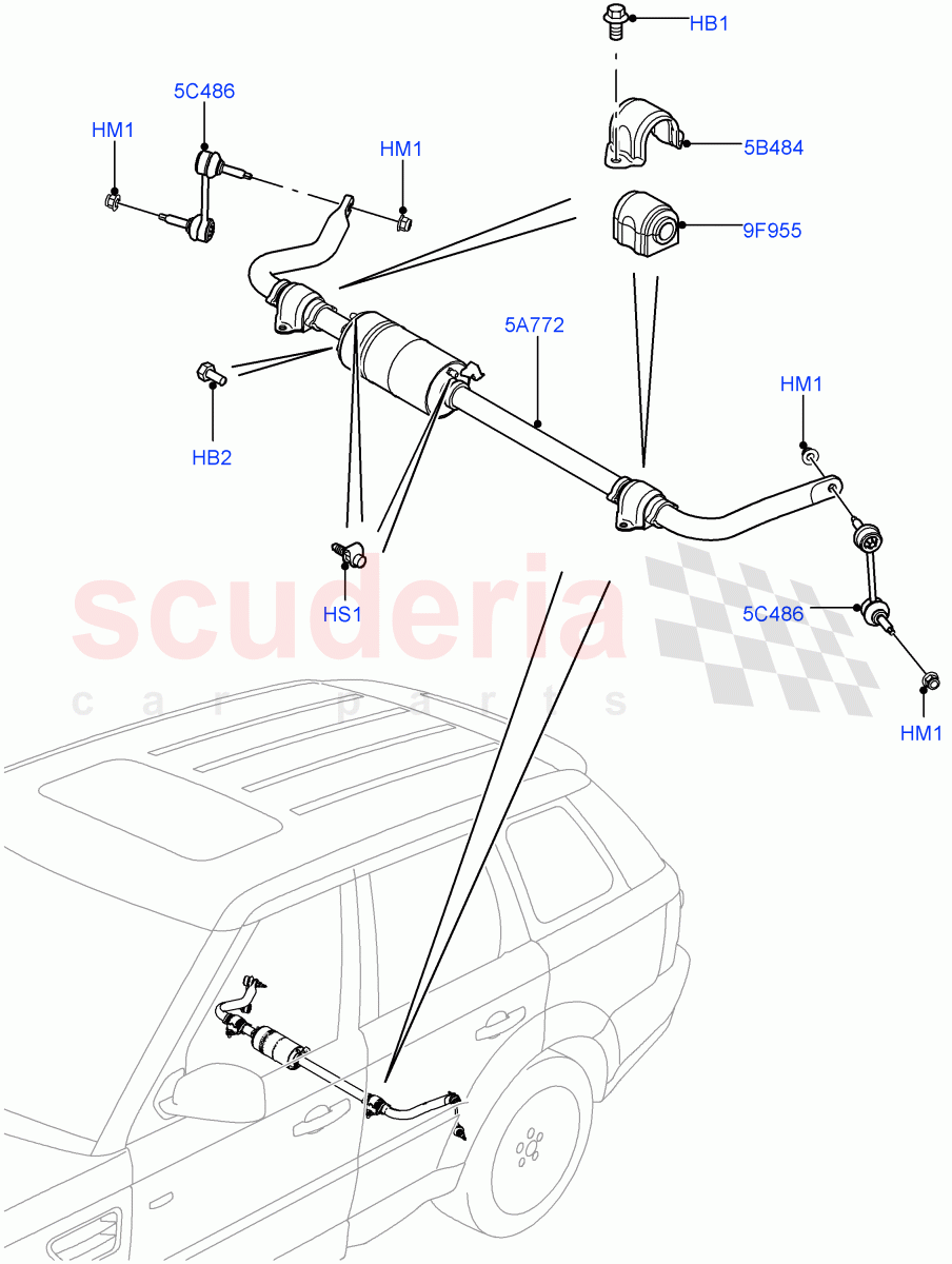 Active Anti-Roll Bar System(Rear, Stabilizer Bar)(With Roll Stability Control,With ACE Suspension)((V)TO9A999999) of Land Rover Land Rover Range Rover Sport (2005-2009) [3.6 V8 32V DOHC EFI Diesel]
