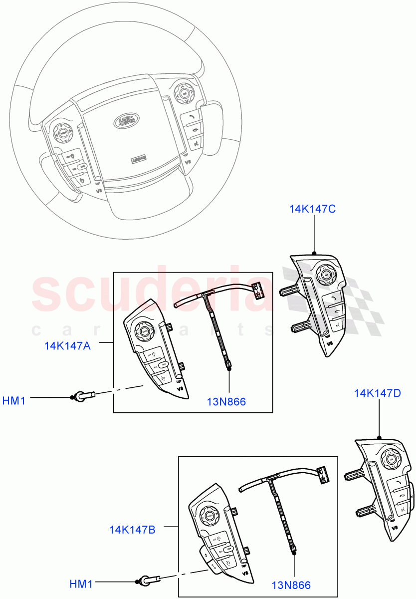 Switches(Steering Wheel)((V)FROMAA000001) of Land Rover Land Rover Range Rover Sport (2010-2013) [5.0 OHC SGDI SC V8 Petrol]