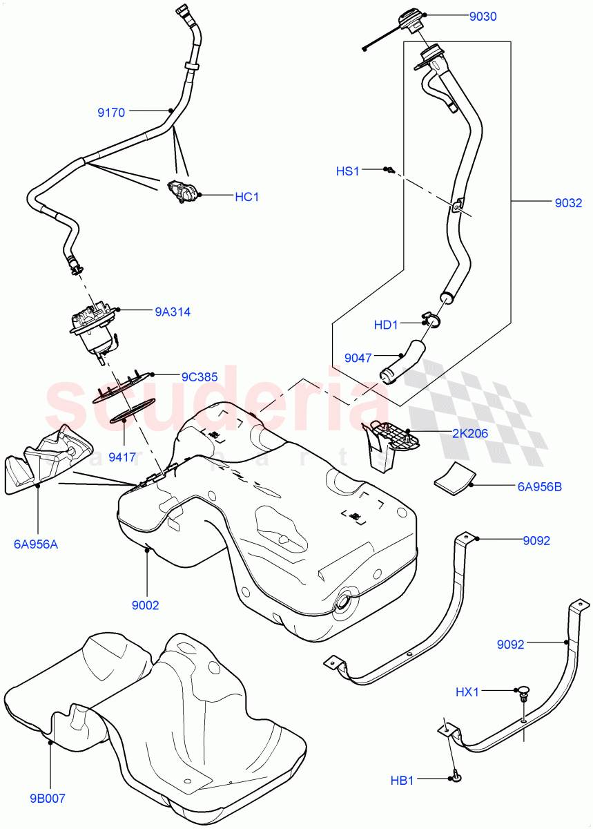 Fuel Tank & Related Parts(2.0L 16V TIVCT T/C 240PS Petrol,Itatiaia (Brazil))((V)FROMGT000001) of Land Rover Land Rover Range Rover Evoque (2012-2018) [2.0 Turbo Petrol GTDI]