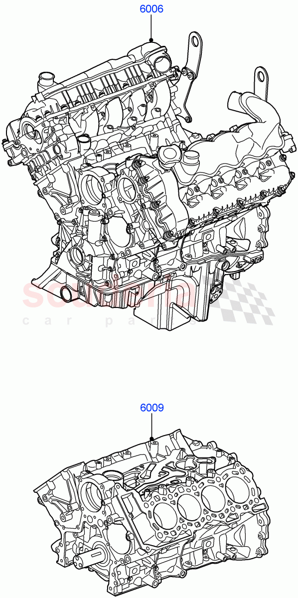 Service Engine And Short Block(3.6L V8 32V DOHC EFi Diesel Lion)((V)FROM7A000001,(V)TO9A999999) of Land Rover Land Rover Range Rover Sport (2005-2009) [3.6 V8 32V DOHC EFI Diesel]
