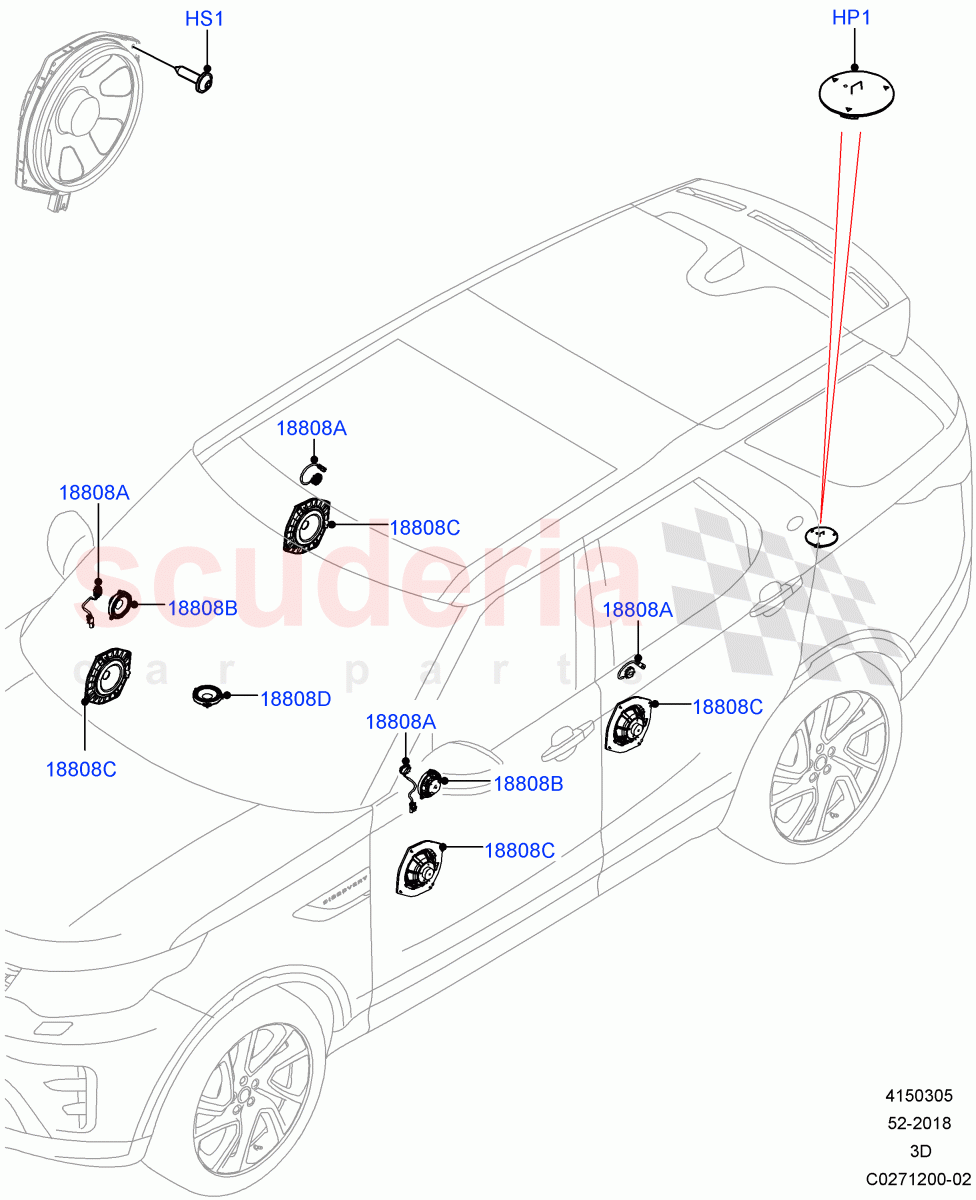 Speakers(Solihull Plant Build)(Midline Sound System)((V)FROMHA000001) of Land Rover Land Rover Discovery 5 (2017+) [3.0 Diesel 24V DOHC TC]