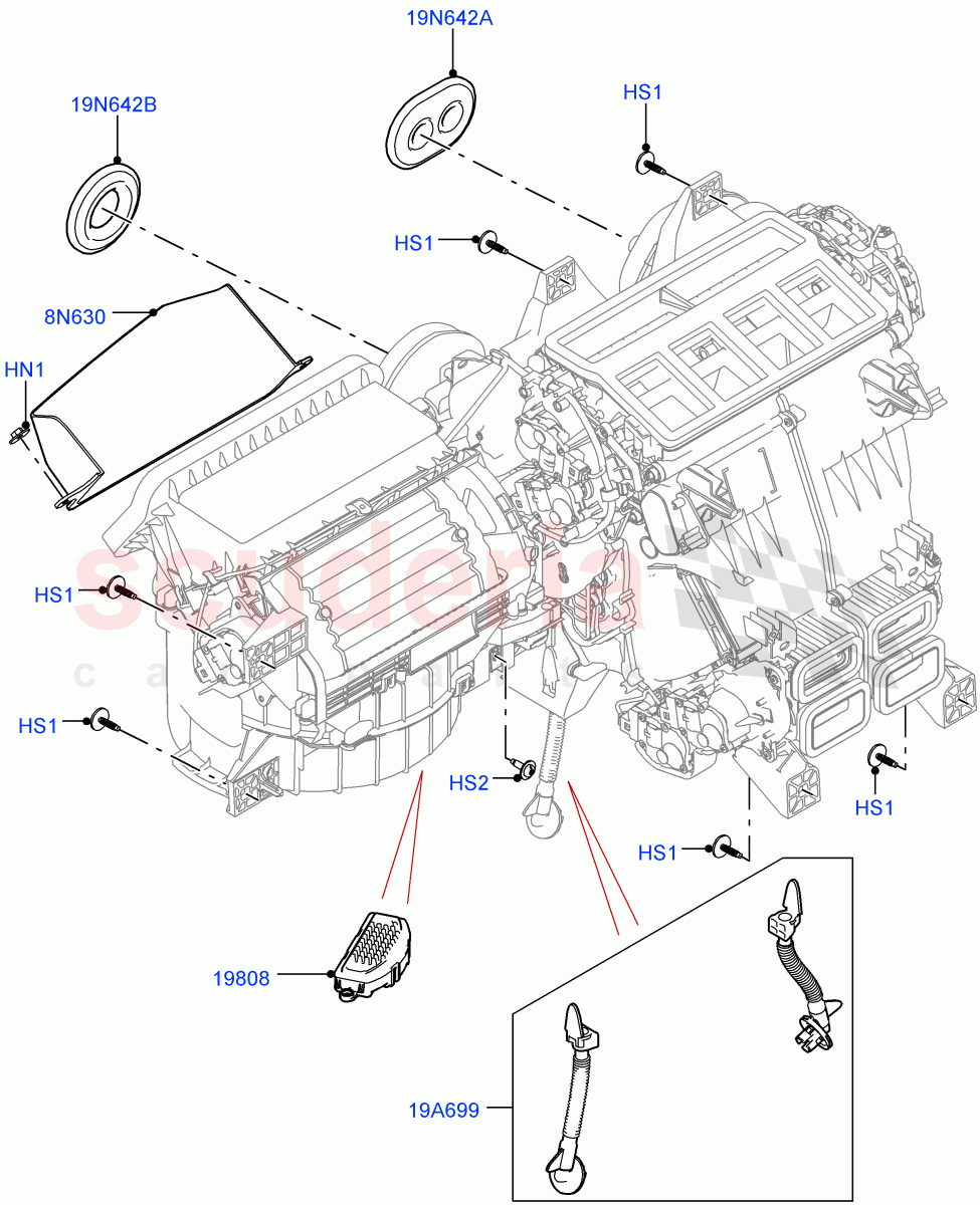 Heater/Air Cond.External Components(Main Unit, Solihull Plant Build)((V)FROMHA000001) of Land Rover Land Rover Discovery 5 (2017+) [3.0 DOHC GDI SC V6 Petrol]