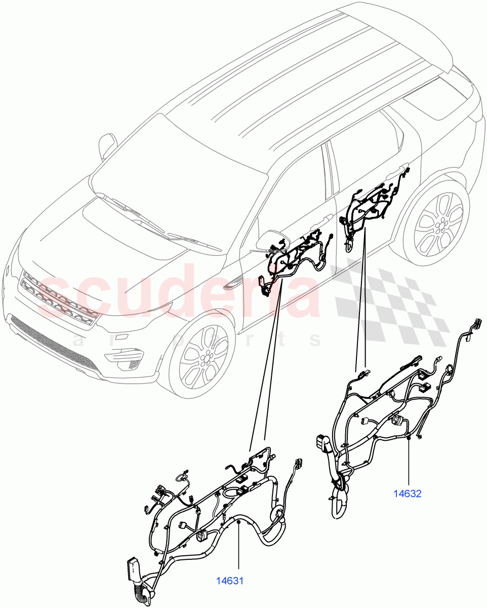 Wiring - Body Closures(Front And Rear Doors)(Itatiaia (Brazil))((V)FROMGT000001) of Land Rover Land Rover Discovery Sport (2015+) [2.0 Turbo Petrol AJ200P]