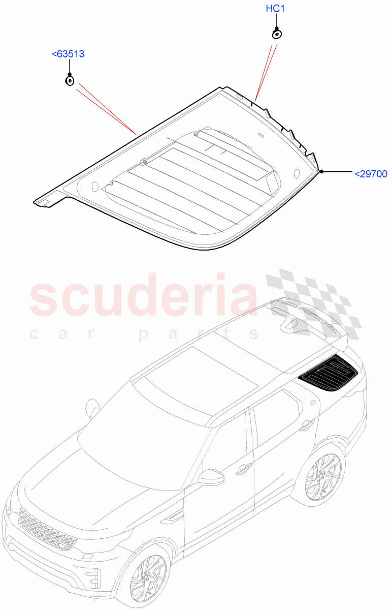 Quarter Windows(Nitra Plant Build)((V)FROMK2000001) of Land Rover Land Rover Discovery 5 (2017+) [3.0 Diesel 24V DOHC TC]