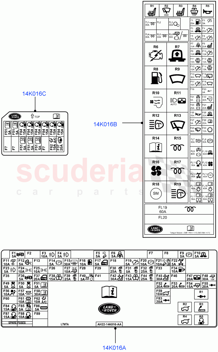 Labels(Fuse Box)((V)FROMAA000001) of Land Rover Land Rover Discovery 4 (2010-2016) [4.0 Petrol V6]