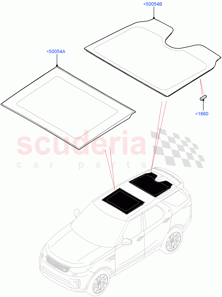 Sliding Roof Panel(Solihull Plant Build)(Roof Conv-Power Open Front/Rear Pan)((V)FROMHA000001) of Land Rover Land Rover Discovery 5 (2017+) [2.0 Turbo Diesel]