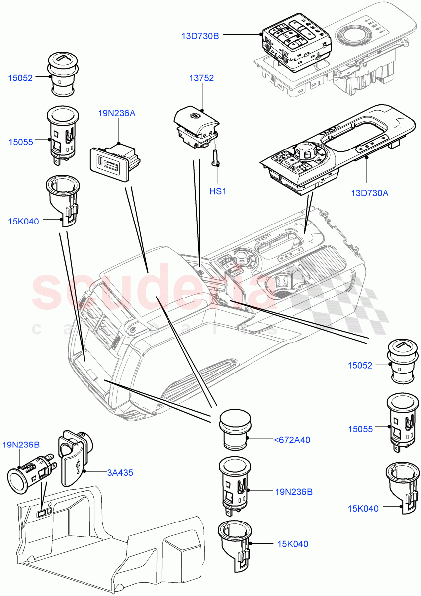 Switches(Console)((V)FROMAA000001) of Land Rover Land Rover Range Rover (2010-2012) [5.0 OHC SGDI SC V8 Petrol]