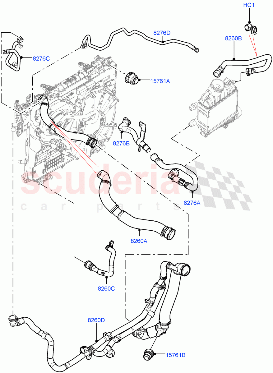 Cooling System Pipes And Hoses(Nitra Plant Build)(2.0L I4 DSL HIGH DOHC AJ200,Less Engine Cooling System) of Land Rover Land Rover Defender (2020+) [2.0 Turbo Diesel]