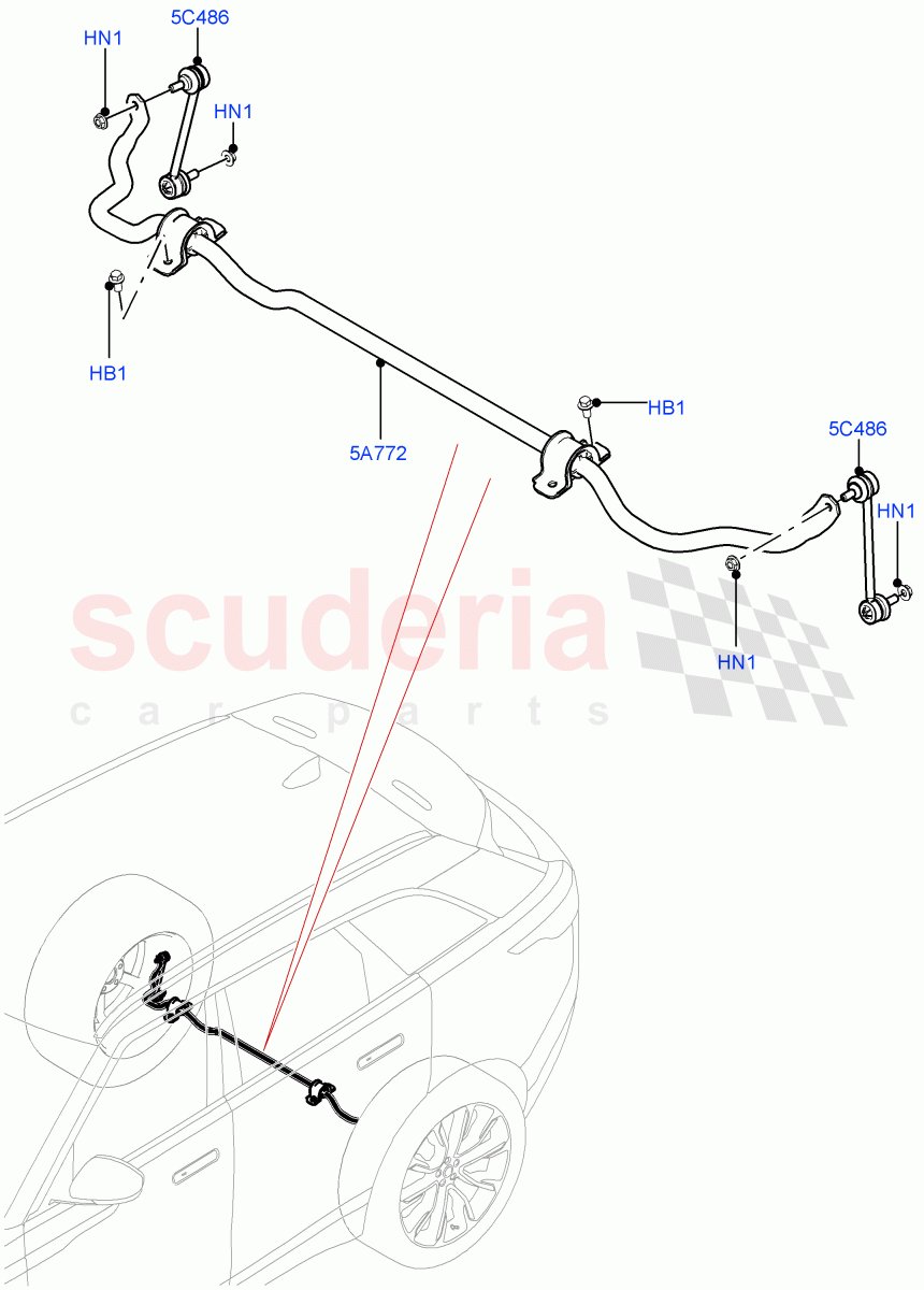 Rear Cross Member & Stabilizer Bar(Conventional Stabilizer Bar)(Electric Engine Battery-PHEV)((V)FROMMA000001) of Land Rover Land Rover Range Rover Velar (2017+) [2.0 Turbo Petrol AJ200P]