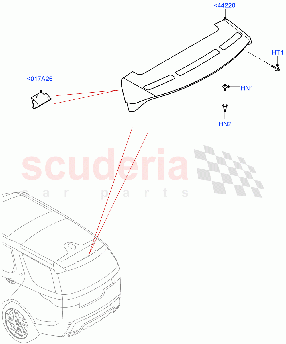 Spoiler And Related Parts(Nitra Plant Build)((V)FROMK2000001) of Land Rover Land Rover Discovery 5 (2017+) [3.0 I6 Turbo Petrol AJ20P6]