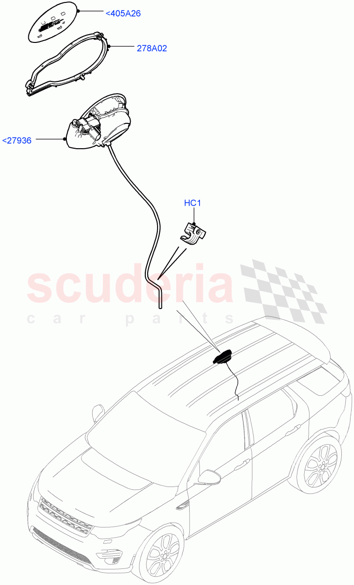 Fuel Tank Filler Door And Controls(Changsu (China))((V)FROMFG000001) of Land Rover Land Rover Discovery Sport (2015+) [1.5 I3 Turbo Petrol AJ20P3]