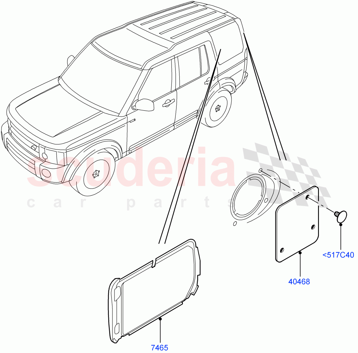 Quarter Windows(Commercial)(With 2 Seat Configuration)((V)FROMAA000001) of Land Rover Land Rover Discovery 4 (2010-2016) [3.0 Diesel 24V DOHC TC]